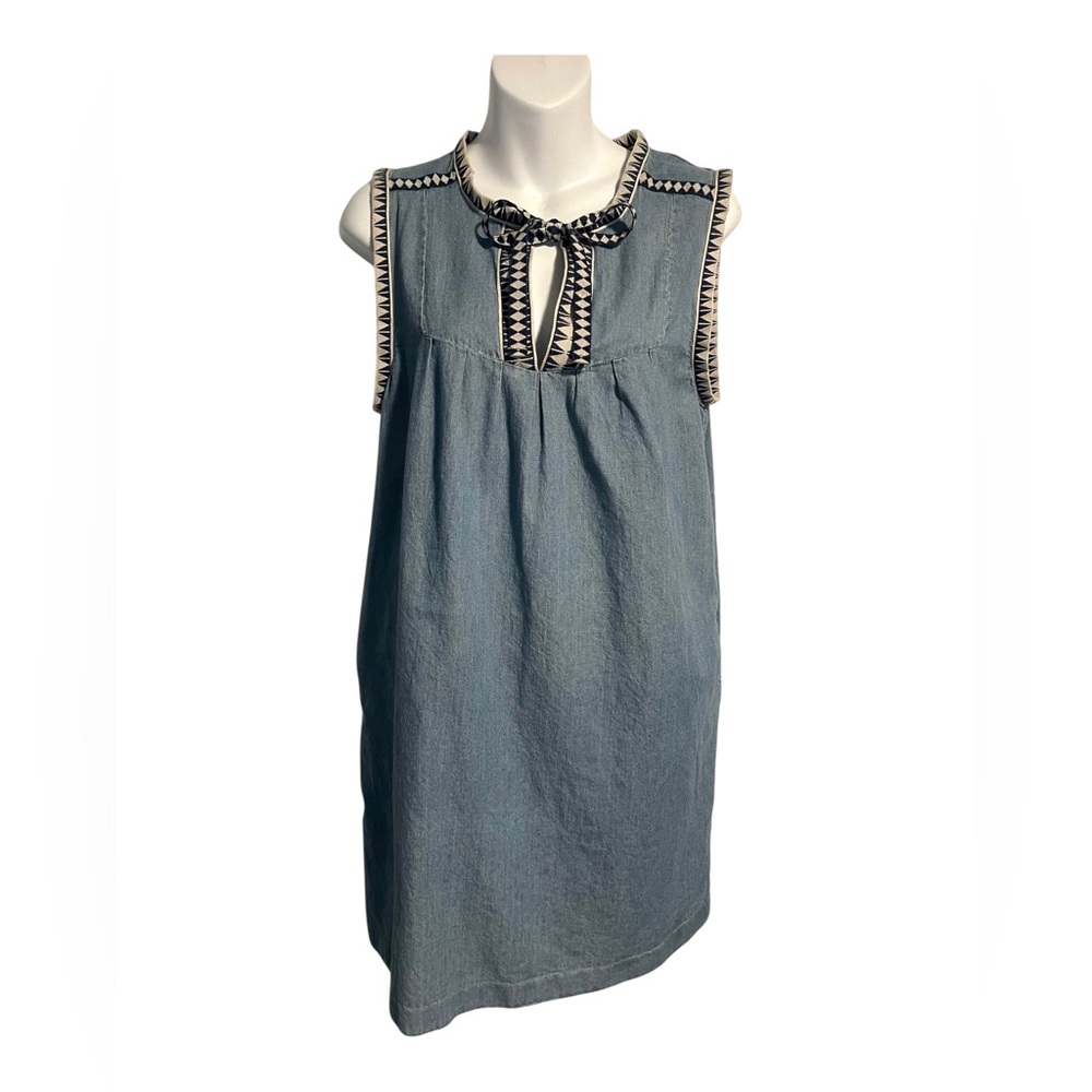 J. Crew Washed Chambray Tank Mini Dress Sleeveless 100% Cotton Blue Size 10